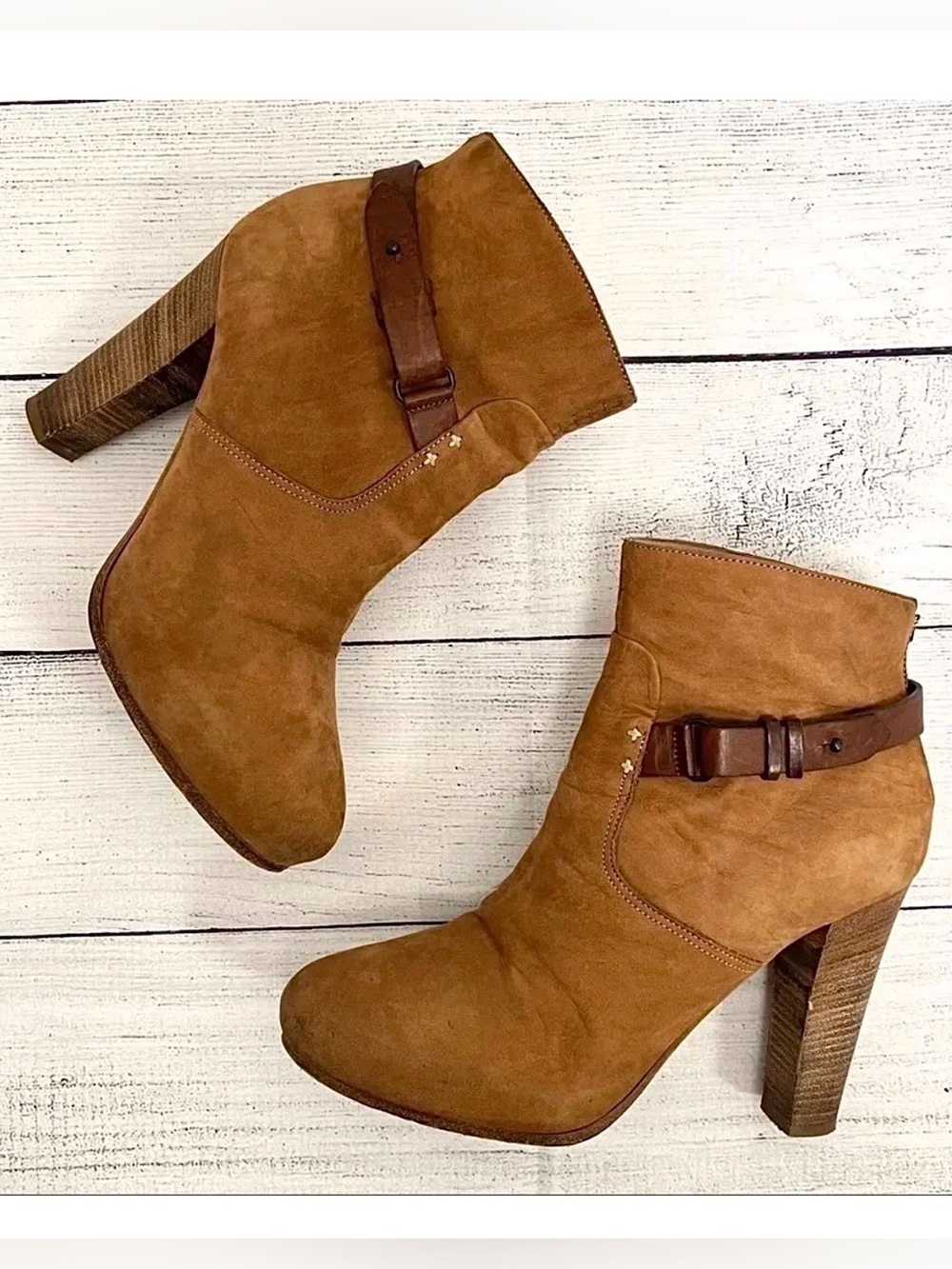 Rag and Bone Leather Suede Ankle Chelsea Boots Cognac Brown Heel Western 9.5 US